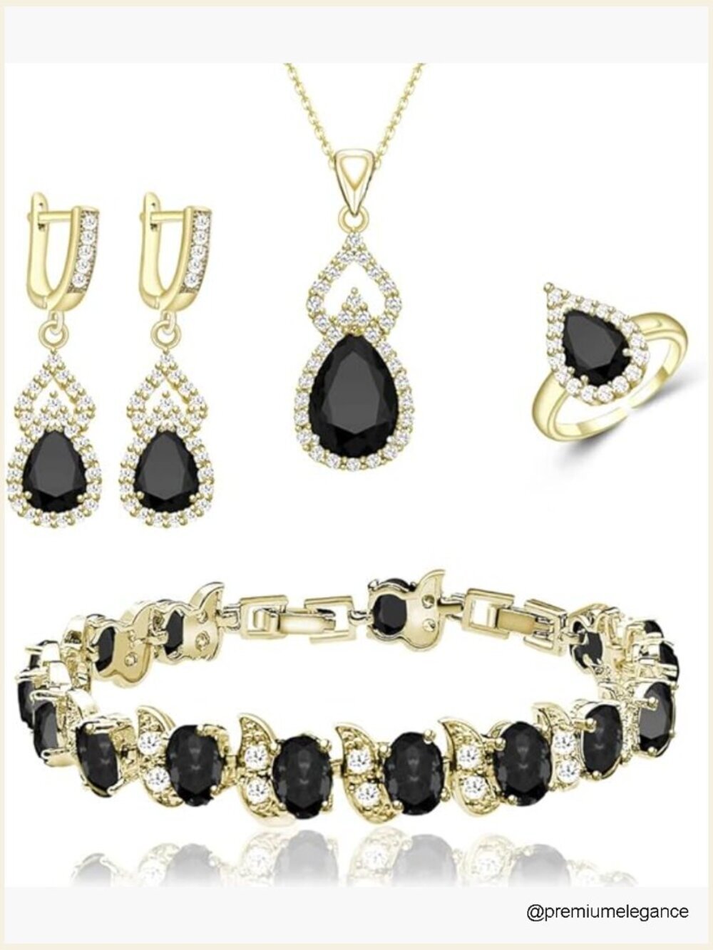 5-Piece Jewelry Set Necklace Earrings Bracelet Ring Gift Box
